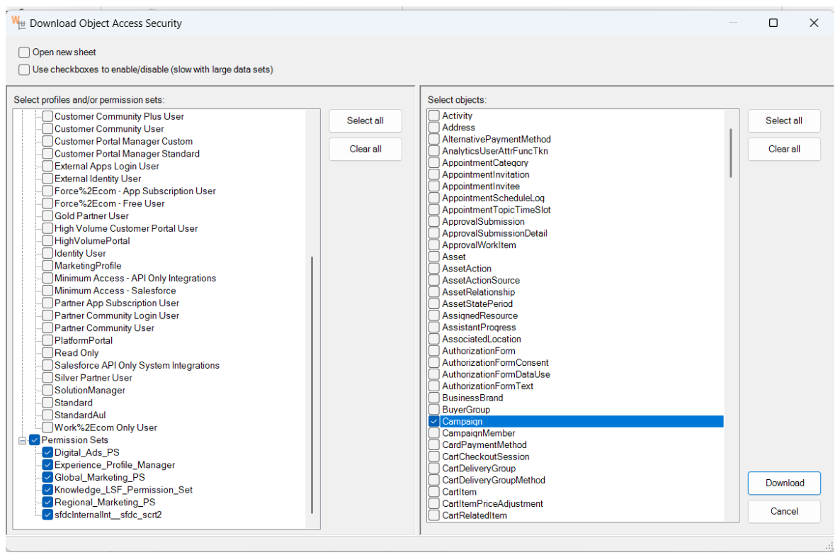 Download Object Access Security using XL-Connector